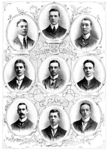 The Oxford and Cambridge Boat-Race: the Cambridge Crew, 1898. Creator: Carl Hentschel.