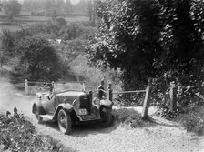 Riley 4-seat tourer taking part in a West Hants Light Car Club Trial, Ibberton Hill, Dorset, 1930s. Artist: Bill Brunell.