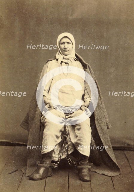 A Female Hard Labor Convict in Arm and Leg Shackles, 1891. Creator: Aleksei Kuznetsov.