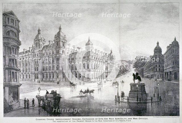 View of an improvement scheme for the area around Charing Cross, Westminster, London, c1860. Artist: James Akerman