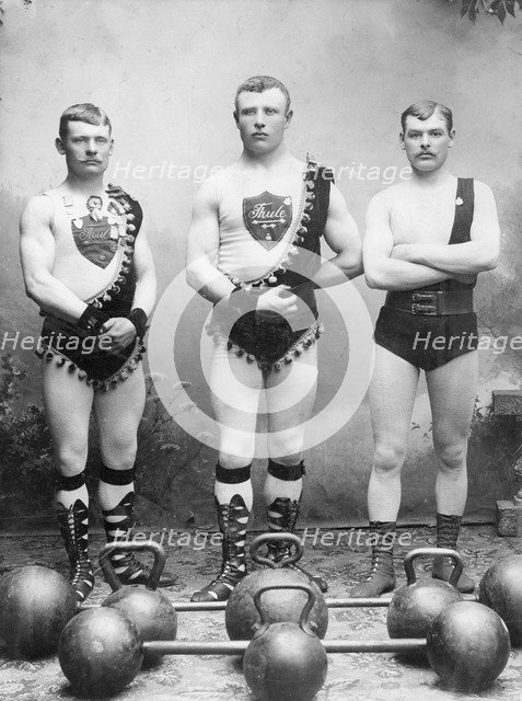 Strongmen at the Thule Athletic Club, Trelleborg, Sweden, 1898. Artist: Unknown