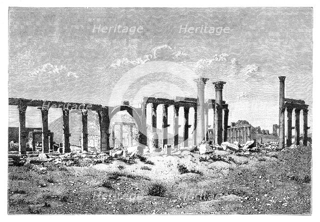A ruined colonnade at Palmyra (Tadmur), Syria, 1895. Artist: Unknown