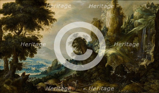Mountain Landscape with Waterfall, 1605-1609. Artist: Keuninck, Kerstiaen, de (ca.1560-1633)