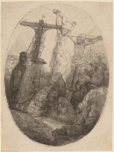 Christ Crucified between the Two Thieves: an Oval Plate, c. 1641. Creator: Rembrandt Harmensz van Rijn.