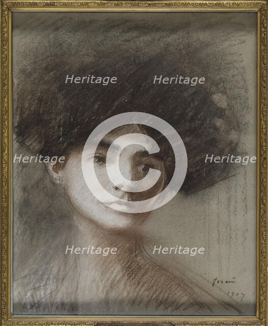 Portrait of Madame Marie de Régnier, née de Hérédia, 1907. Creator: Forain, Jean-Louis (1852-1931).