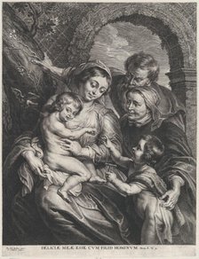 The Holy Family with Saint Elizabeth and the infant Saint John the Baptist, holding..., ca. 1600-59. Creator: Boetius Adams Bolswert.