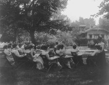 Art class, sketching a private home, Normal School, (1899?). Creator: Frances Benjamin Johnston.