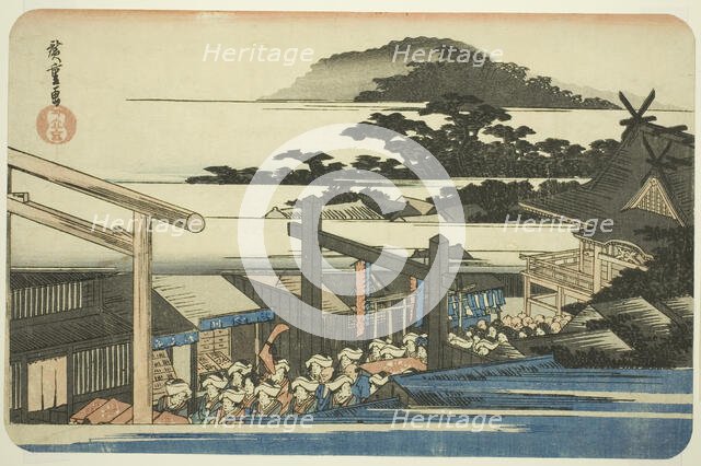 Precincts of the Shiba Shinmei Shrine (Shiba Shinmei keidai), from the series "Famous..., c.1832/38. Creator: Ando Hiroshige.