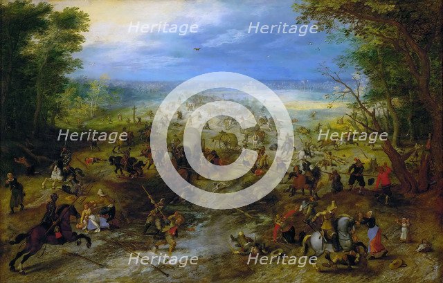  Attack On A Wagon Train, c. 1612. Artist: Vrancx, Sebastiaen (1574-1647)