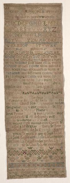 Sampler, 1717. Creator: Unknown.