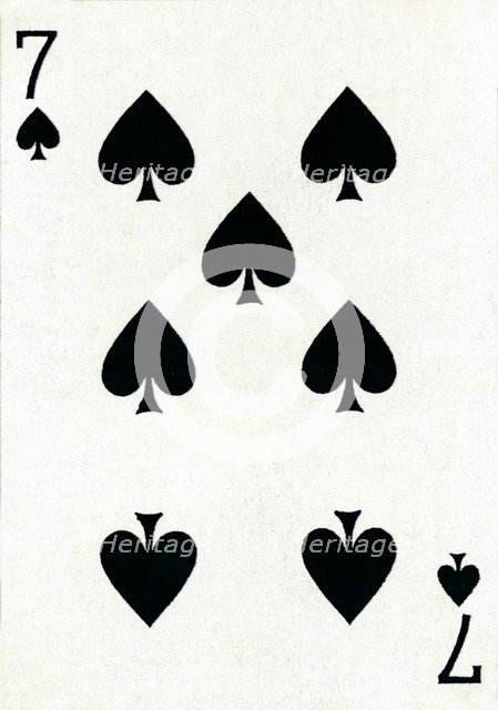 7 of Spades from a deck of Goodall & Son Ltd. playing cards, c1940. Artist: Unknown.
