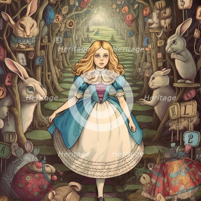 AI IMAGE - Alice, from "Alice in Wonderland", 2023.  Creator: Heritage Images.