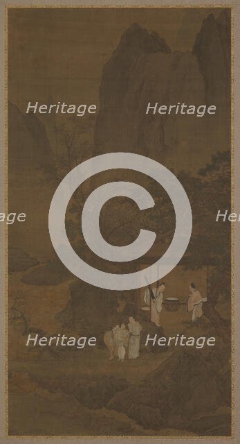 Visitor to a mountain retreat, Ming dynasty, 16th century. Creator: Unknown.