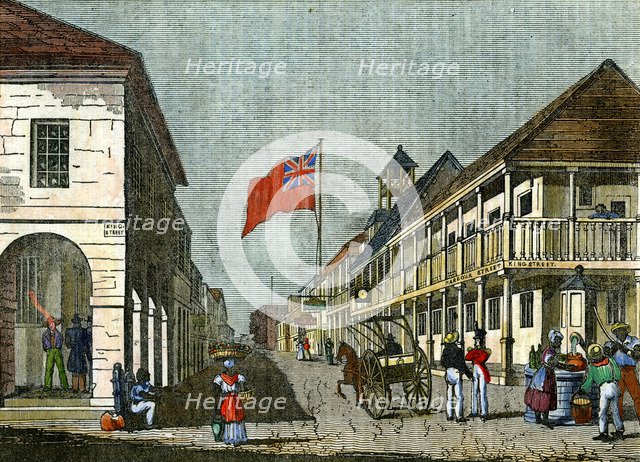 Junction of Harbour Street and King Street, Kingston, Jamaica, c1835. Artist: Unknown