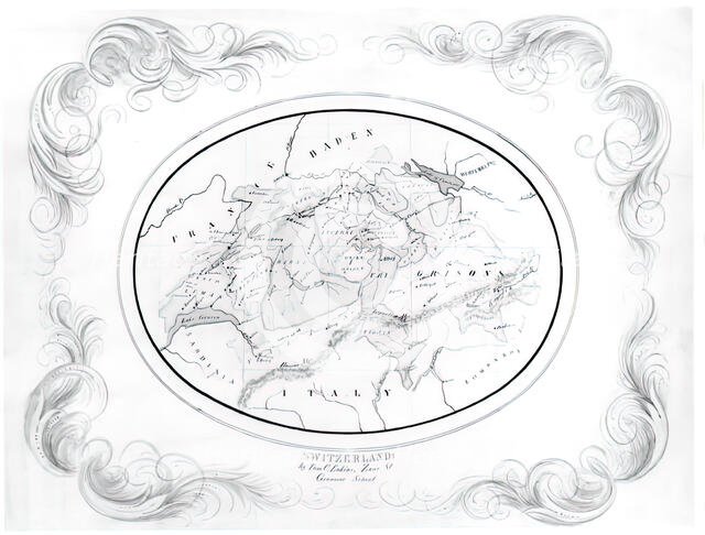 Map Of Switzerland, c. 1856. Creator: Thomas Eakins.