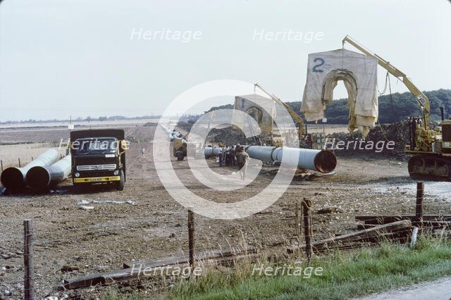 A view of the installation of the Martin pipeline, Hertfordshire, 23/09/1981. Creator: John Laing plc.
