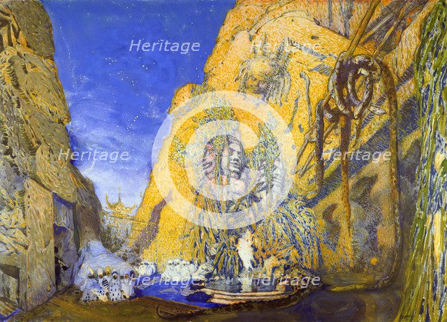 Set design for a Ballets Russes production of Le Dieu Bleu (The Blue God), 1911. Artist: Leon Bakst