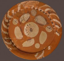 Fragmentary Platter with Fish and Rosettes, Coptic, 500-700, modern restoration. Creator: Unknown.