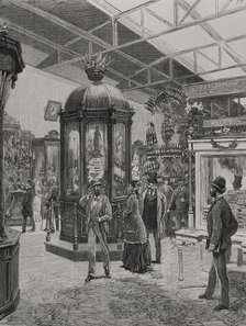Fifth Hall of the Spanish section in the Palace of the Champ de Mars, Paris Exposition, 1878. Creator: Enrique Alba.