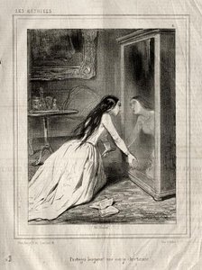 Les Actrices: Protegez Seigneur! un vierge chrétienne, 1843. Creator: Paul Gavarni (French, 1804-1866).