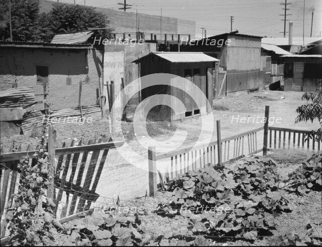 Homes of Mexican field laborers, a street in Brawley, Imperial Valley, California, 1935. Creator: Dorothea Lange.
