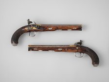 Pair of Flintlock Pistols of the Prince of Wales, later George IV (1762-1830), British, 1787-88. Creator: Durs Egg.