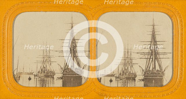 Ships in harbor, about 1865. Creator: Unknown.