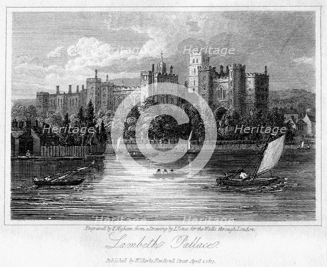 Lambeth Palace, London, 1817.Artist: Thomas Higham