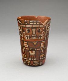 Drinking Cup (Kero) with an Abstracted Masked Figure, A.D. 600/1000. Creator: Unknown.