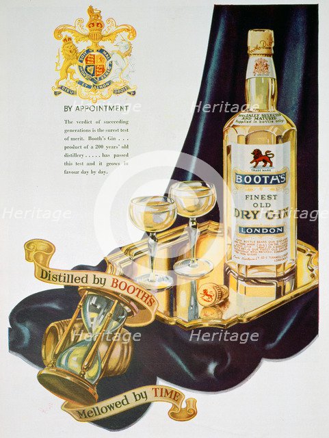 Advert for Booth's gin, 1935. Artist: Unknown