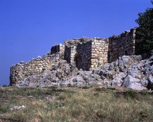 View of the Cyclopean walls in the ruins of Tiryns.