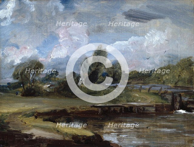 Flatford Lock, A Path by a River, c1810-1812. Creator: John Constable.