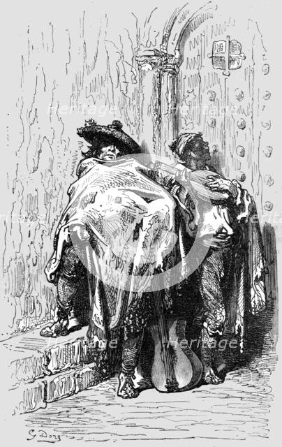 'Beggars at a Church Door in Andalusia; An Autumn Tour in Andalusia', 1875. Creator: Gustave Doré.