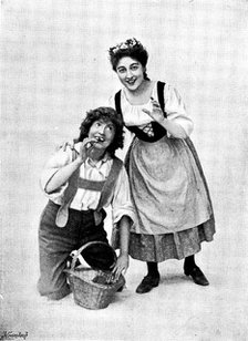 "Hänsel and Gretel,'' at the Gaiety Theatre: Marie Elba as Hänsel and Jeanne Douste as Gretel, 1895. Creators: George Meisenbach, George Henry Hana, Hana Studios Ltd.