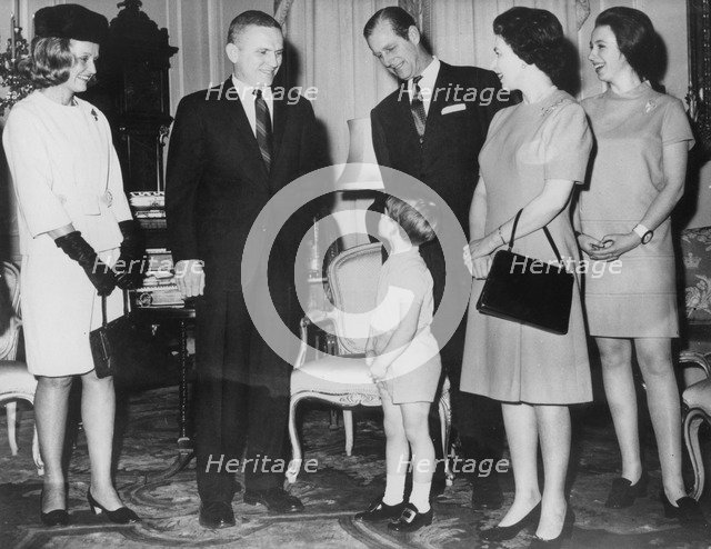 Astronaut Frank Borman meets the Queen at Buckingham Palace, February 1969. Artist: Unknown