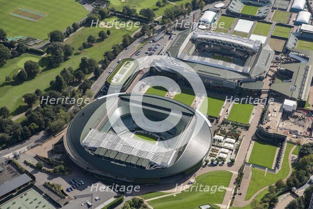 No 1 Court and Centre Court at the All England and Lawn Tennis and Croquet Club, Wimbledon, 2021. Creator: Damian Grady.