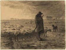 Shepherd Returning with His Flock, c. 1860. Creator: Jean Francois Millet.