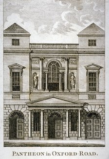 Front view of the Pantheon, Oxford Street, Westminster, London, 1814. Artist: Anon