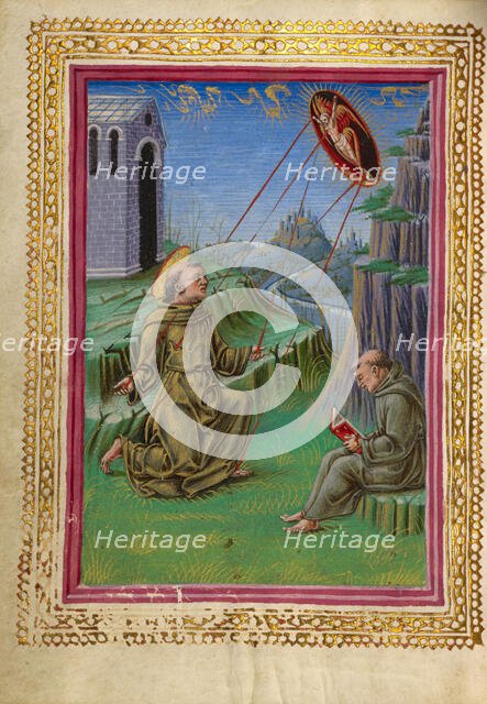 The Stigmatization of Saint Francis; Gualenghi-d'Este Hours, about 1469. Creator: Taddeo Crivelli.