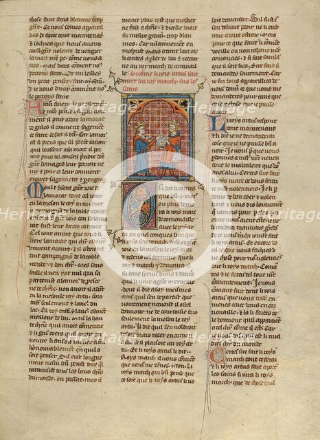 King Mark Taking an Oath before King Arthur, about 1320-1340. Creator: Unknown.