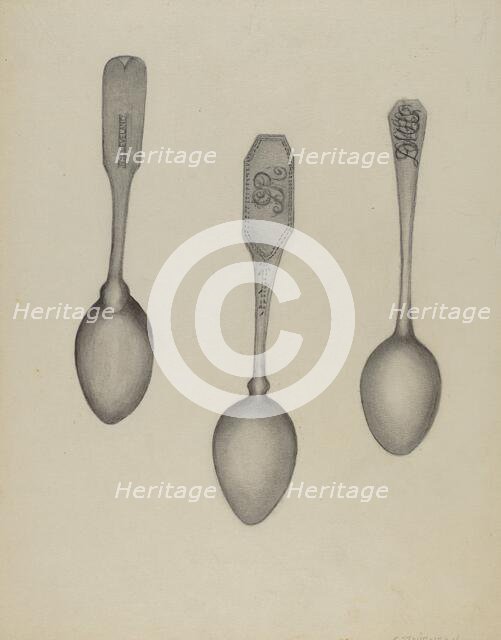 Silver Fiddle Head Spoon, 1935/1942. Creator: Florence Stevenson.