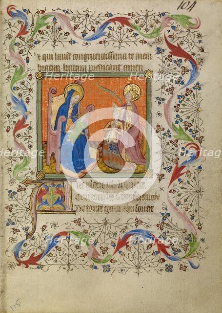 Saint Catherine Presenting a Kneeling Woman to the Virgin and Child; Book of Hours, about 1400-1410. Creator: Unknown.