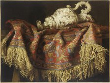Still Life with a Carpet, c. 1640. Creator: Fieravino (Il Maltese), Francesco (ca. 1610-1660).