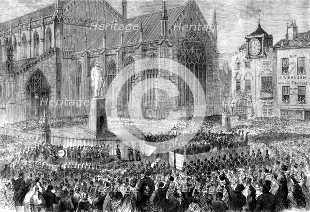 Inauguration of the memorial statue to Mr. Herbert Ingram, M.P.,…Boston, 1862. Creator: Unknown.