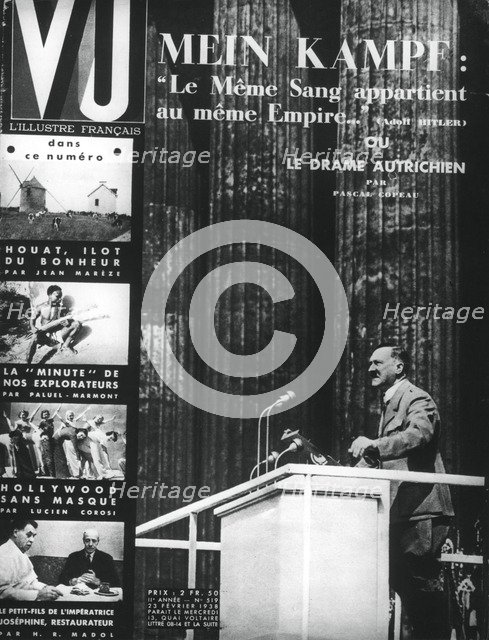 Adolf Hitler, cover of Vu magazine, French, 23 February 1938. Artist: Unknown