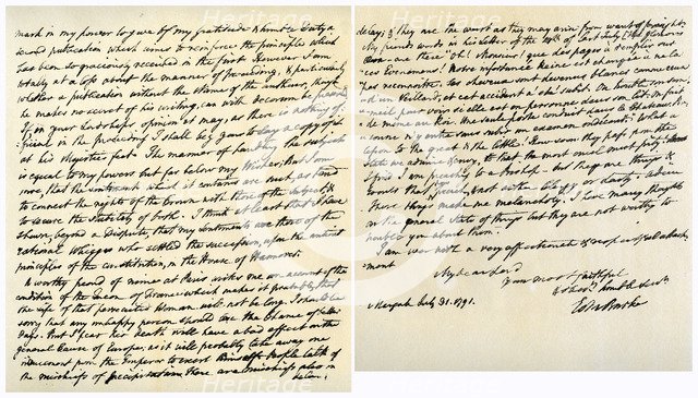 Letter from Edmund Burke to John Douglas, 31st July 1791.Artist: Edmund Burke