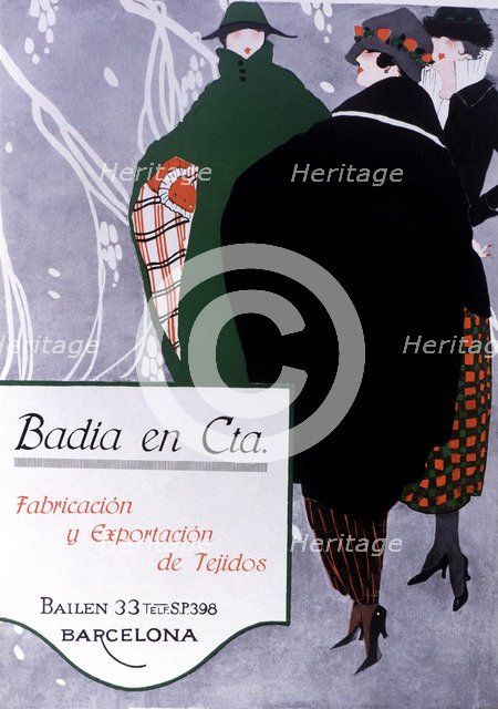 Flyer of 1921 advertising Badia House in Barcelona, a textile factory since 1914.