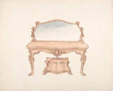 Design for a Mirrored Dressing Table with Baroque Ornament, and a Casket, early 19th century. Creator: Anon.
