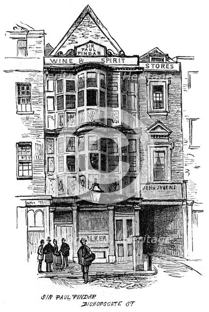 The Sir Paul Pindar public house, Bishopsgate Street, London, 1887. Artist: Unknown