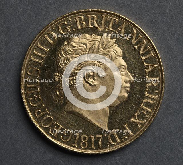 Sovereign (obverse), 1817. Creator: Benedetto Pistrucci (Italian, 1784-1855).